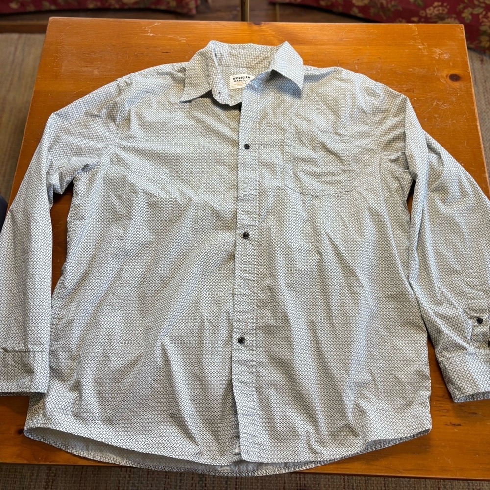 Wrangler Jeans Co Shirt‎ Long Sleeve Button Up Gray Black Cotton Mens XL